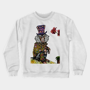 Baboon with Top Hat and Orchid Crewneck Sweatshirt